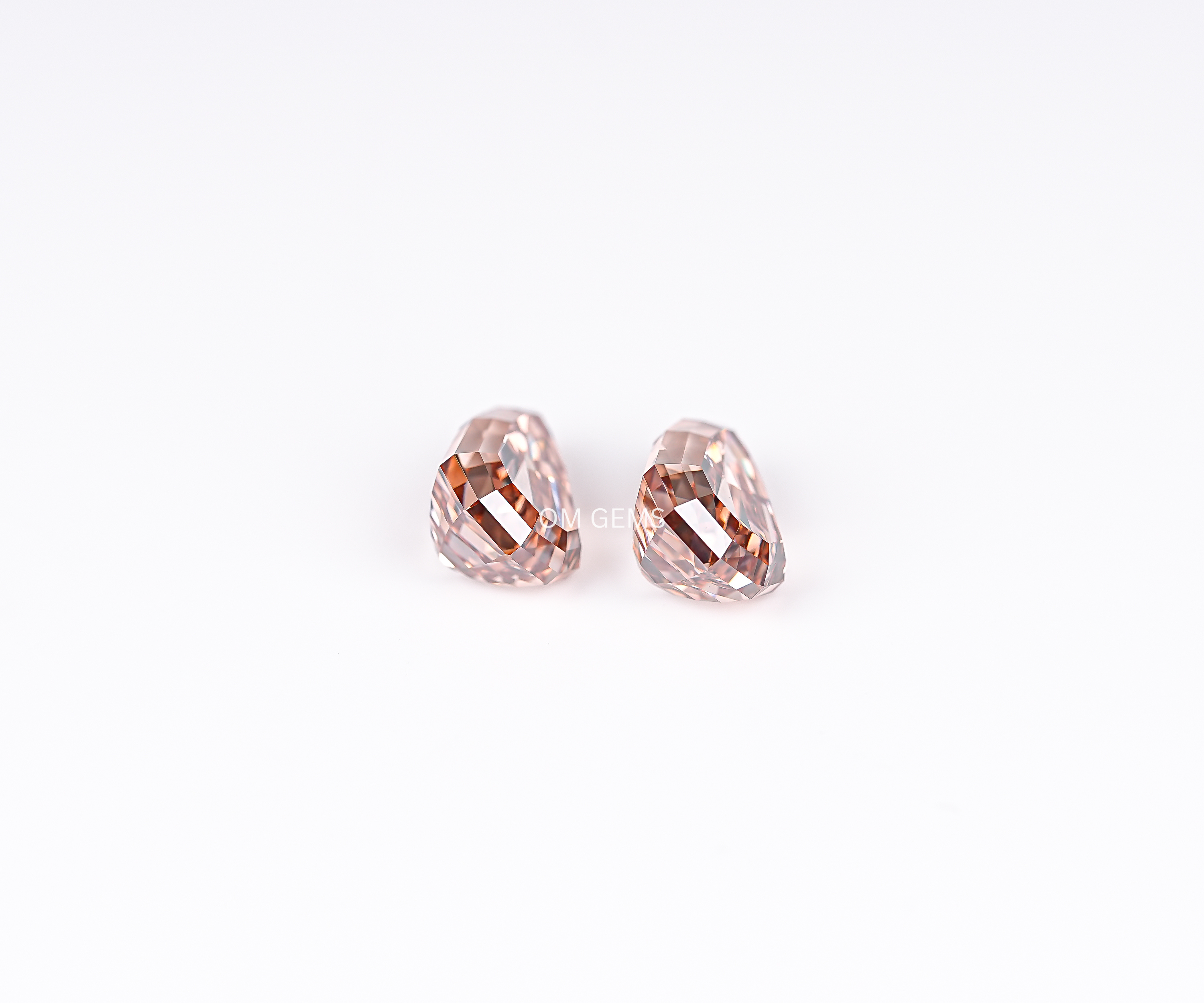 4.22 TCW Champagne Pear Cut Lab Grown Diamond Pair