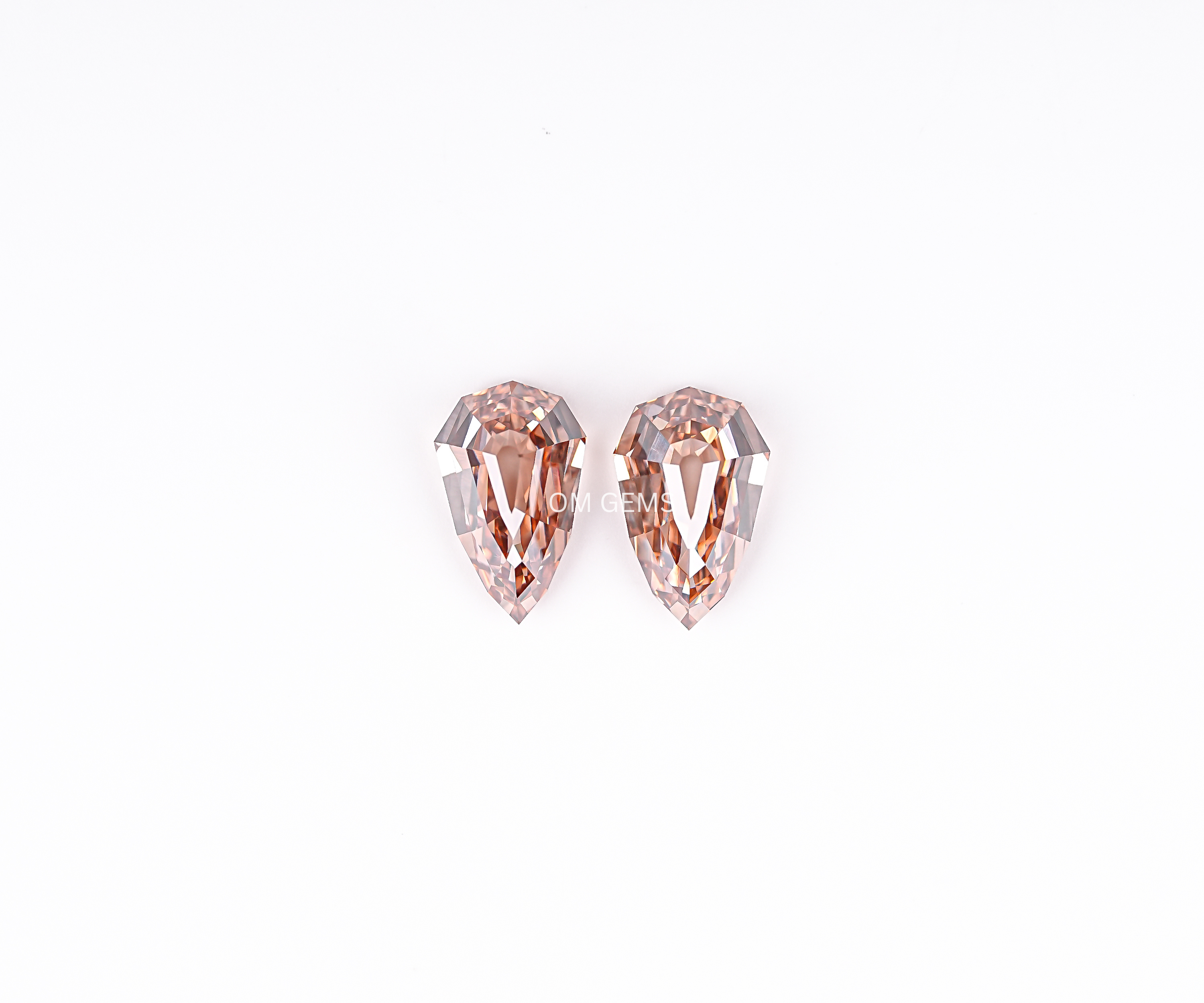 4.22 TCW Champagne Pear Cut Lab Grown Diamond Pair