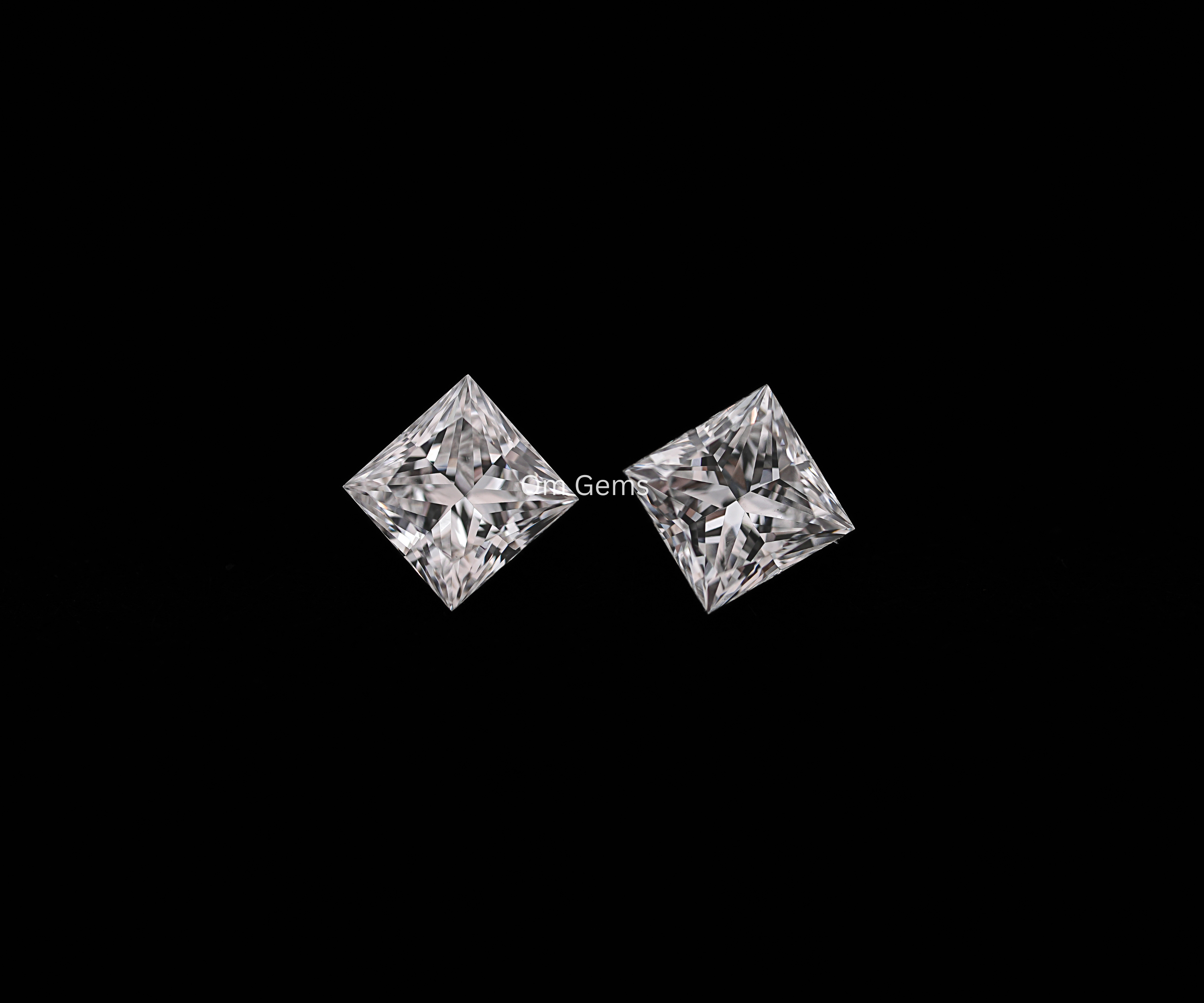 4.75 MM Princess Cut Lab Grown Diamond Matching Pair
