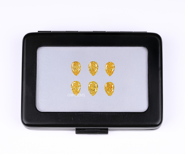 Yellow Pear Shaped Lab Grown Loose Diamonds