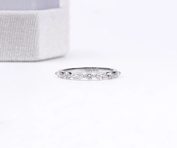 Alternate Cluster Marquise and Round Lab Diamond Wedding Band
