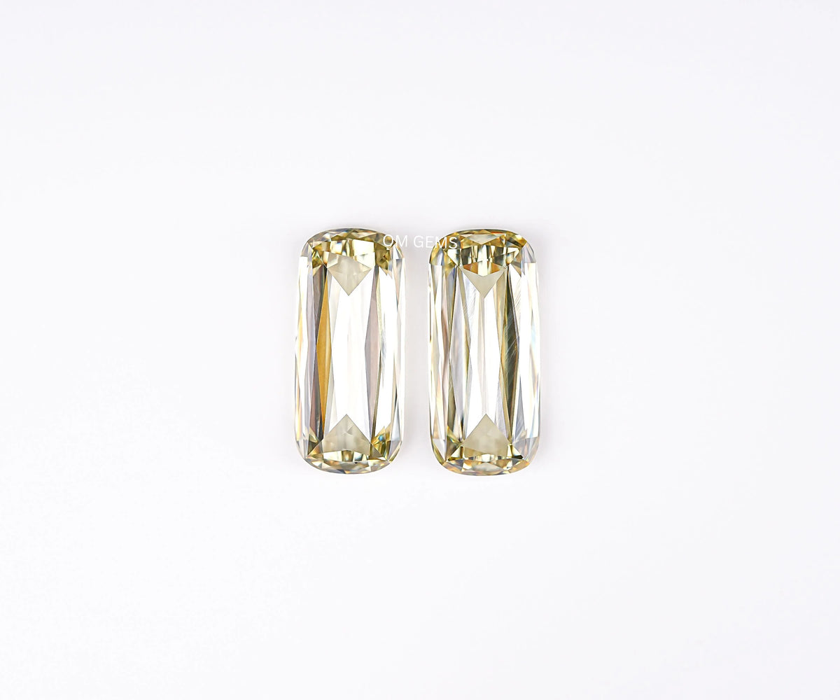 10.42 Carat Fancy Yellow Ashoka Criss Cut Lab Created Matched Diamond Pair