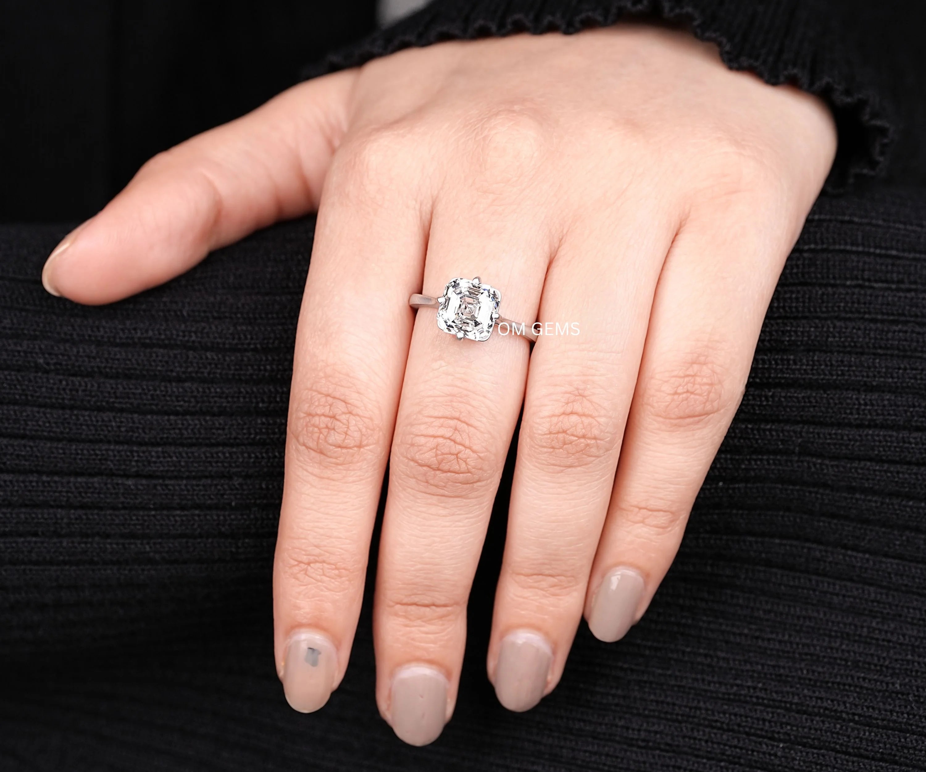 Asscher Cut Solitaire Engagement Ring