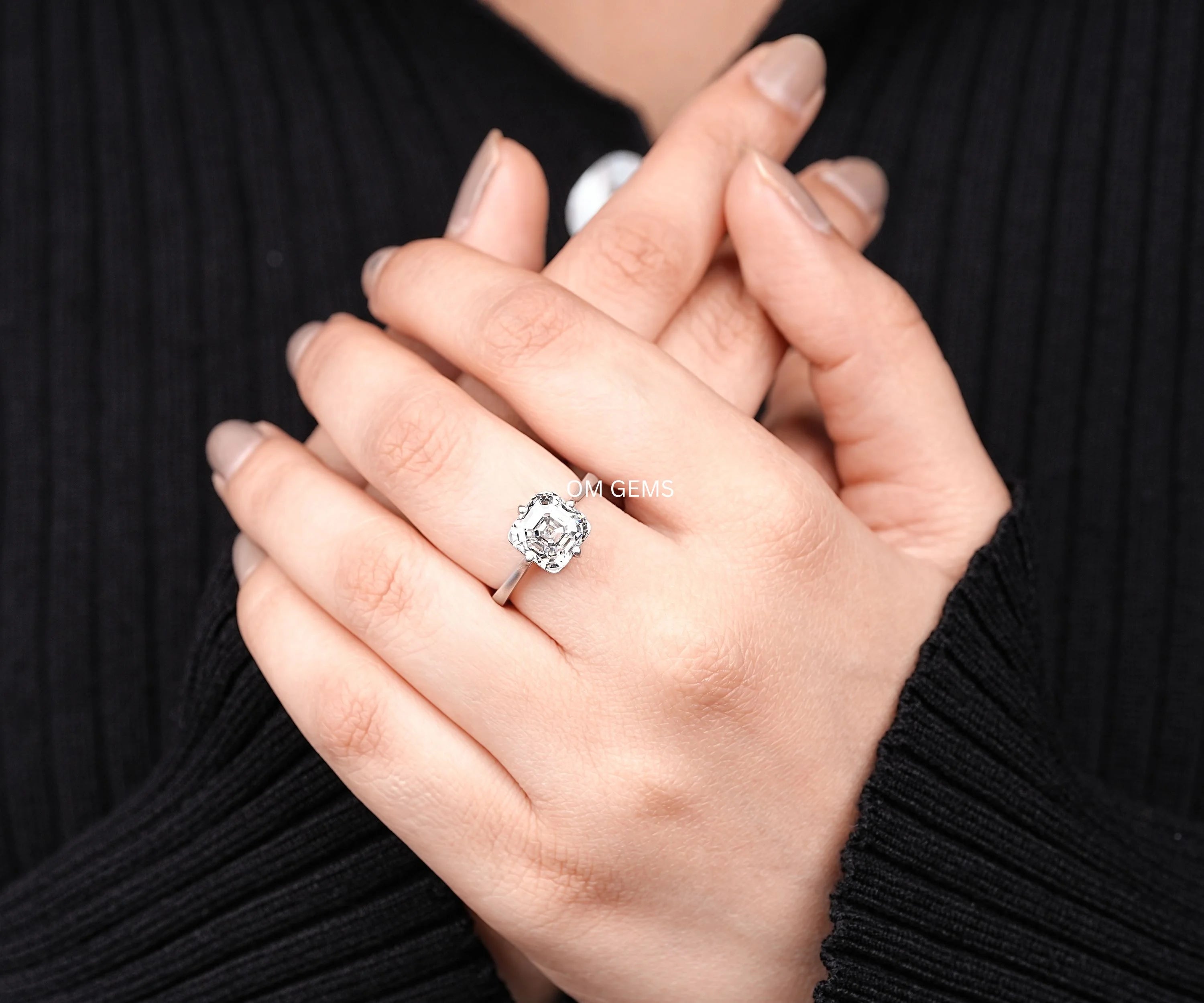 Asscher Cut Solitaire Engagement Ring