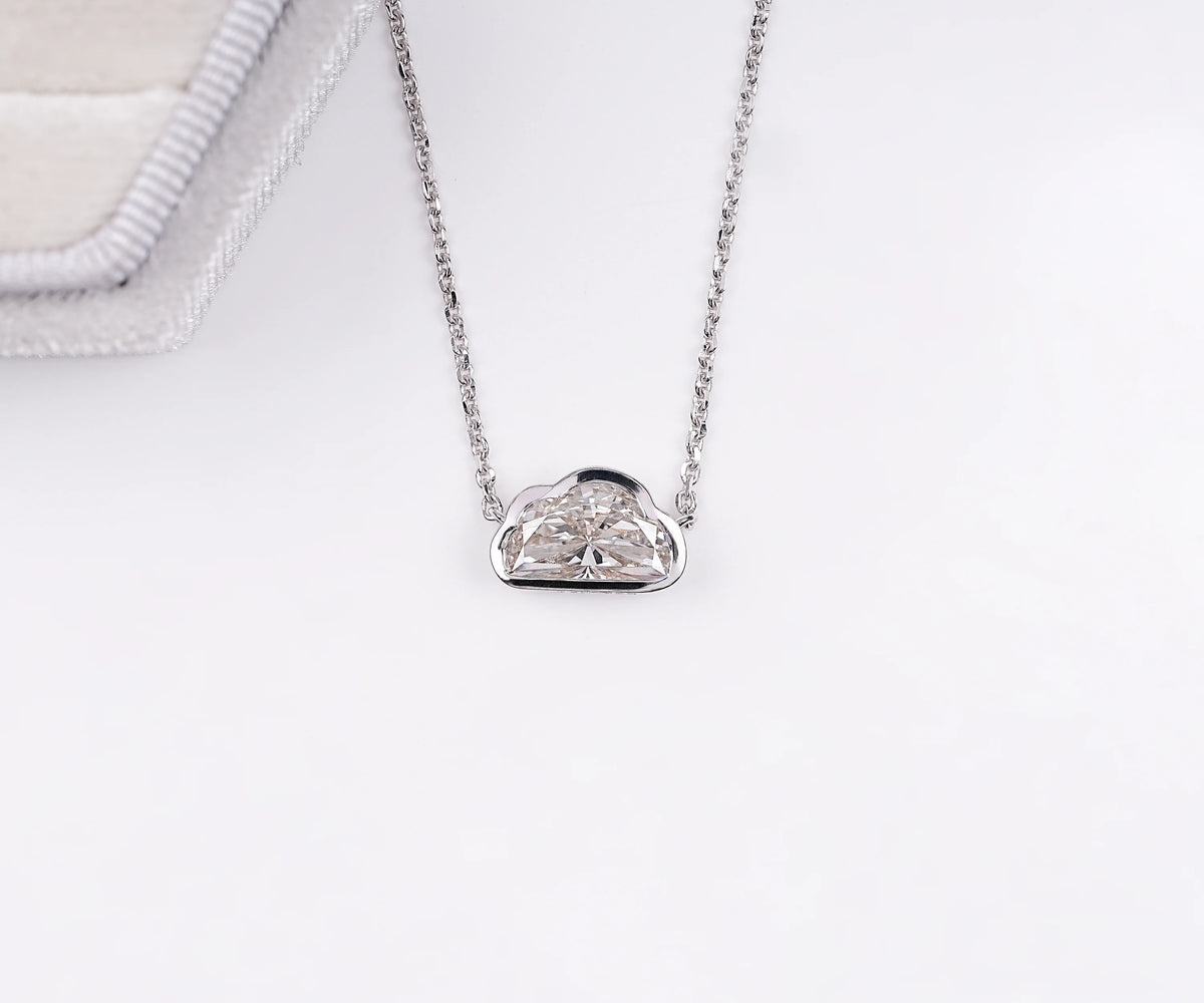 Bezel Cloud Shape Lab Grown Diamond Daily Wear Pendant