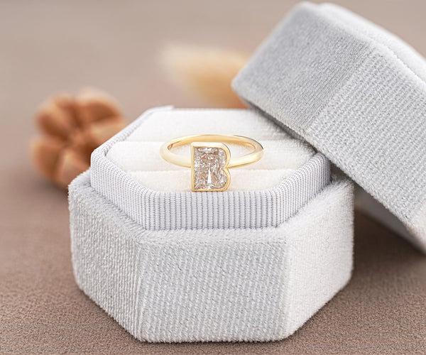 Bezel Set B-Shape Lab Grown Diamond Anniversary Ring