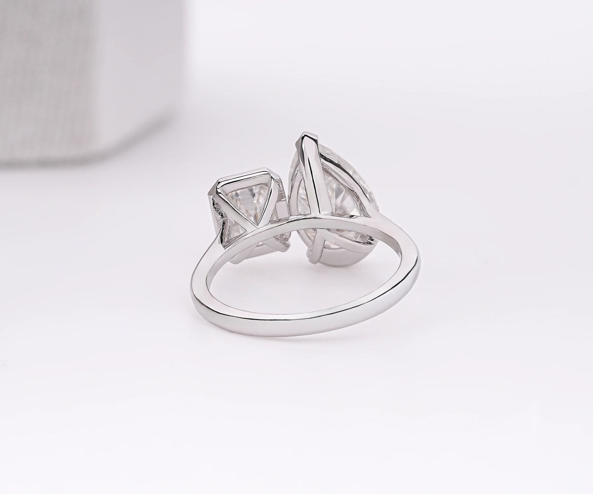Toi Et Moi Bezel Pear and Emerald Shape Lab Diamond Engagement Ring