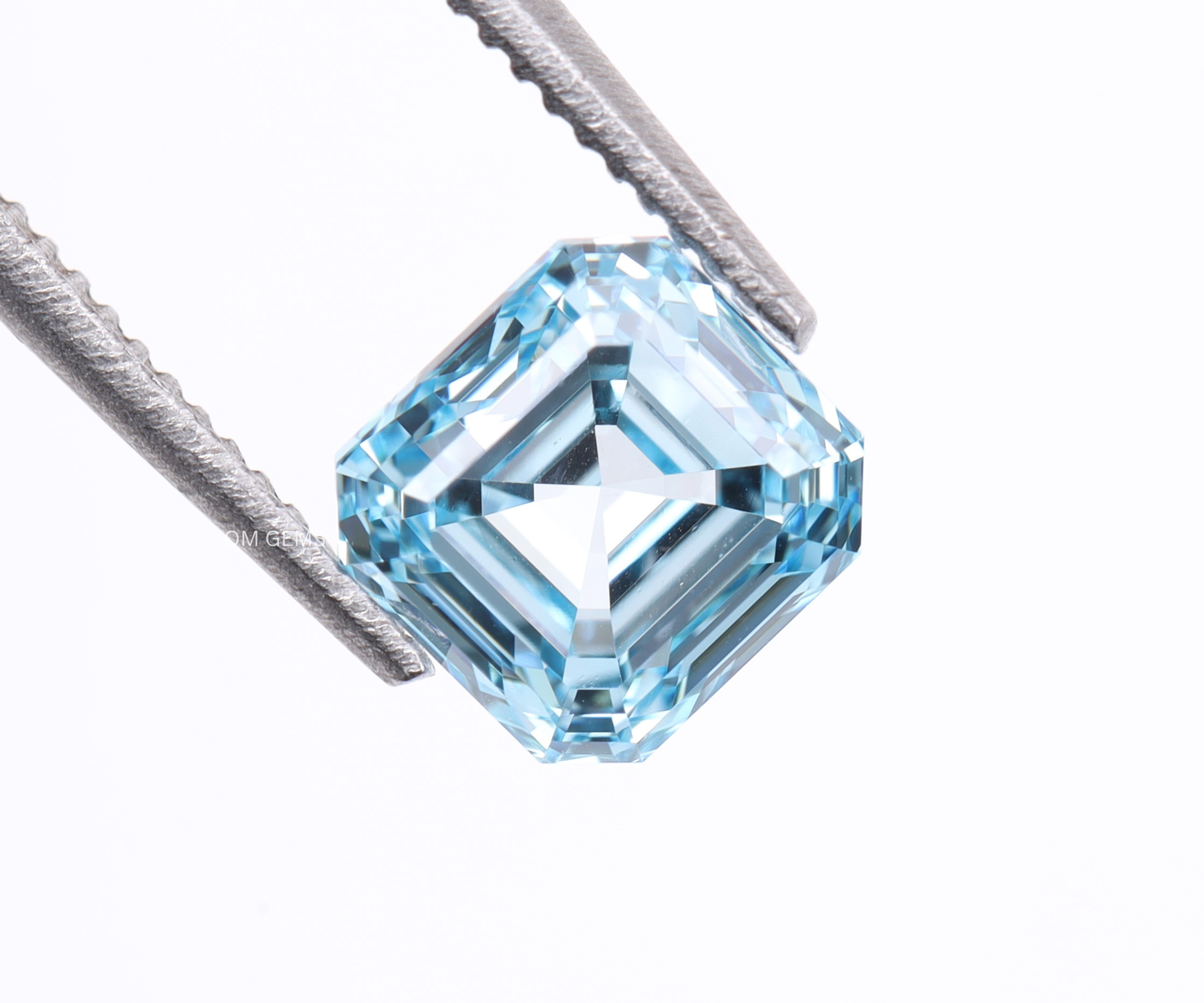 Blue Asscher Cut Lab Grown Diamond