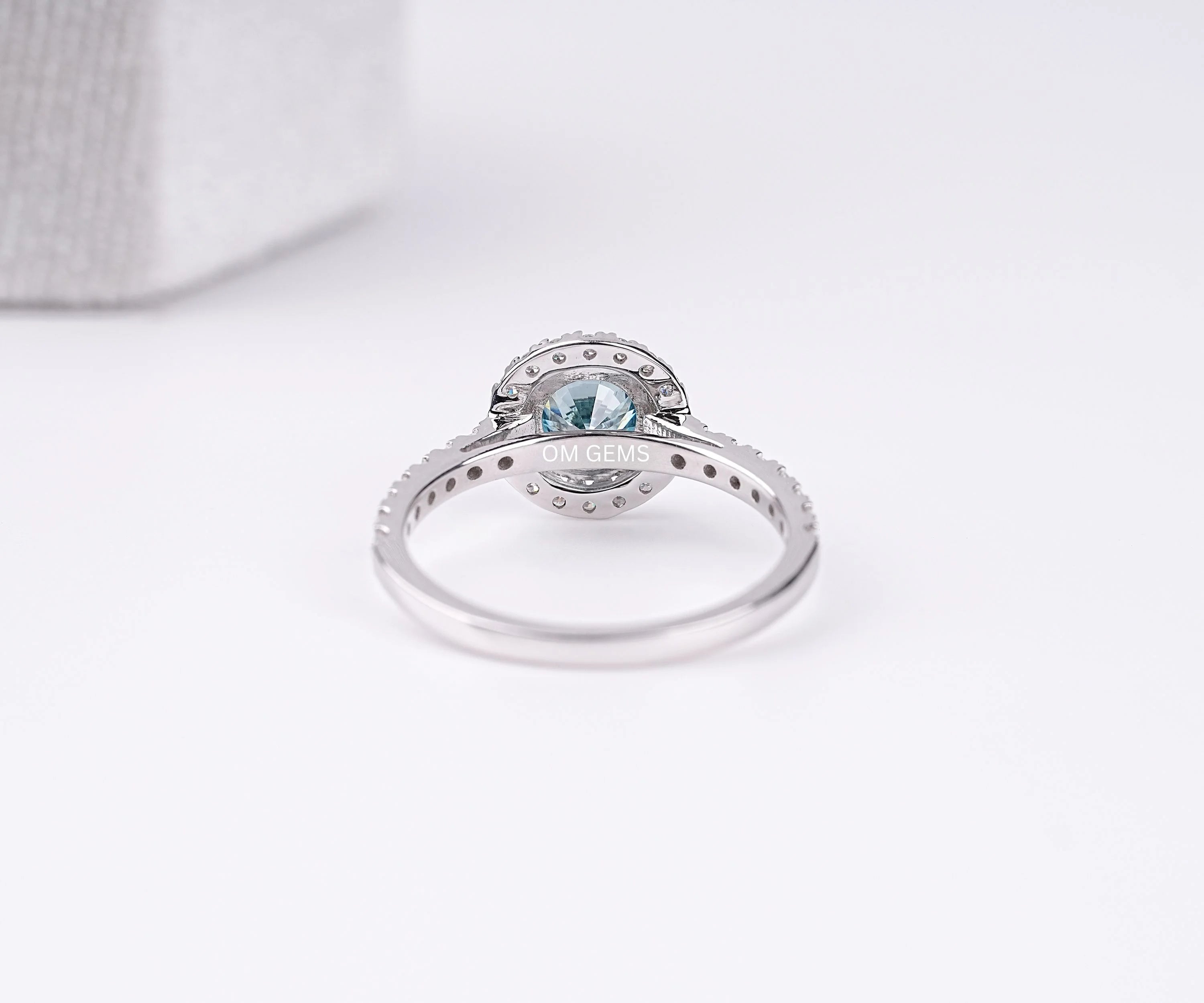 Blue Diamond Halo Engagement Ring