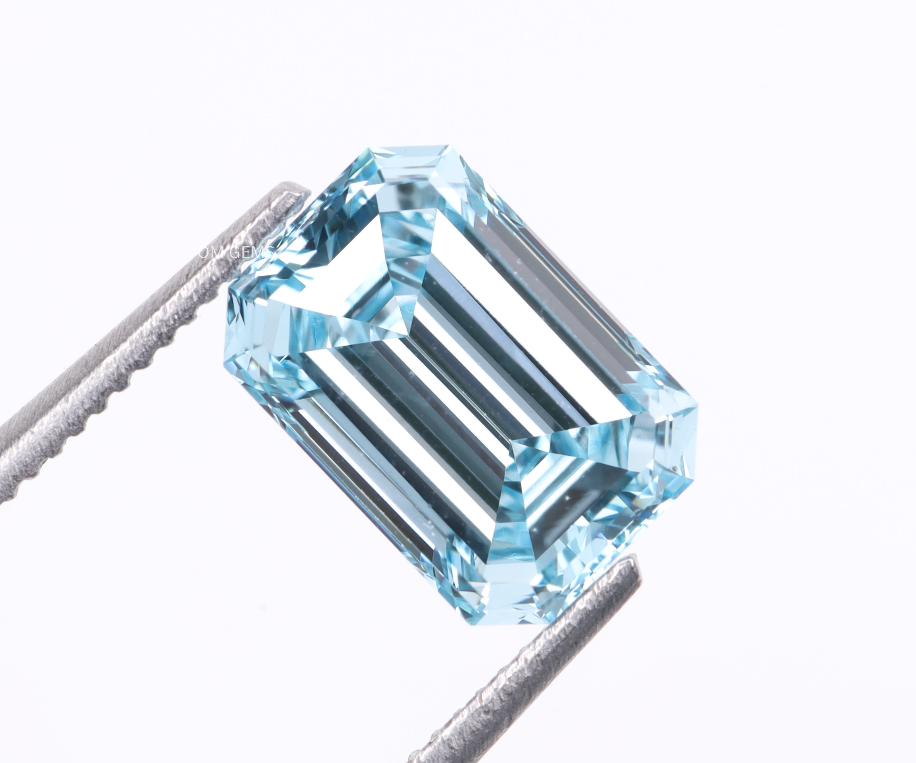 Blue Emerald Cut Lab Grown Diamond