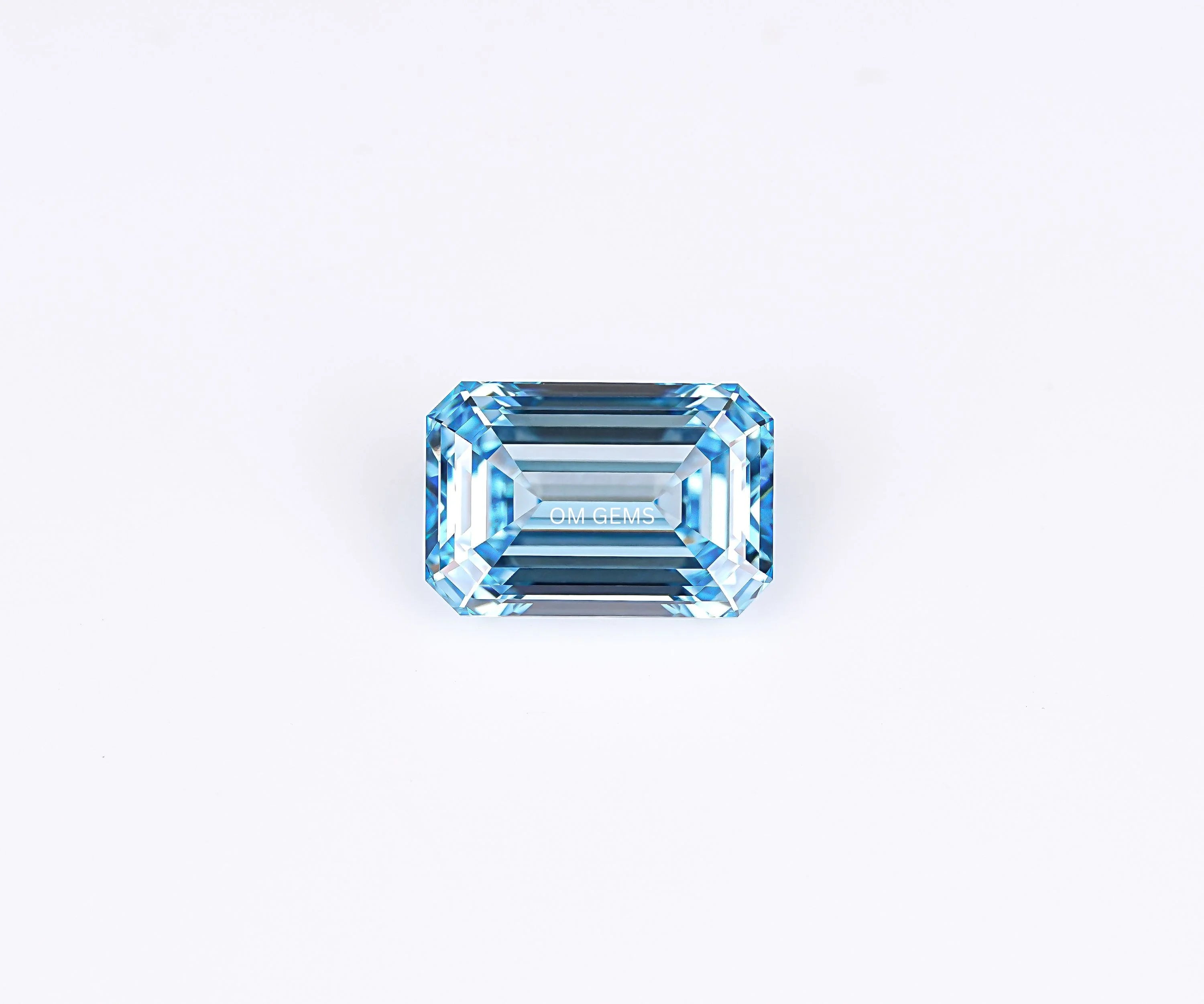 Blue Emerald Shape Lab Grown Loose Diamond