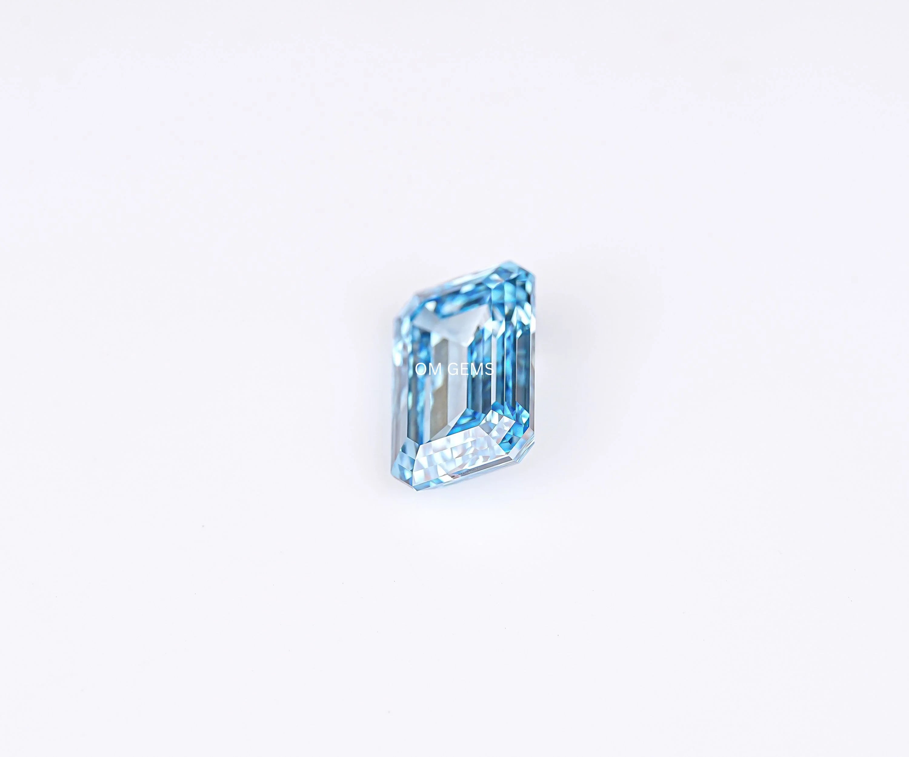 Blue Emerald Shape Lab Grown Loose Diamond