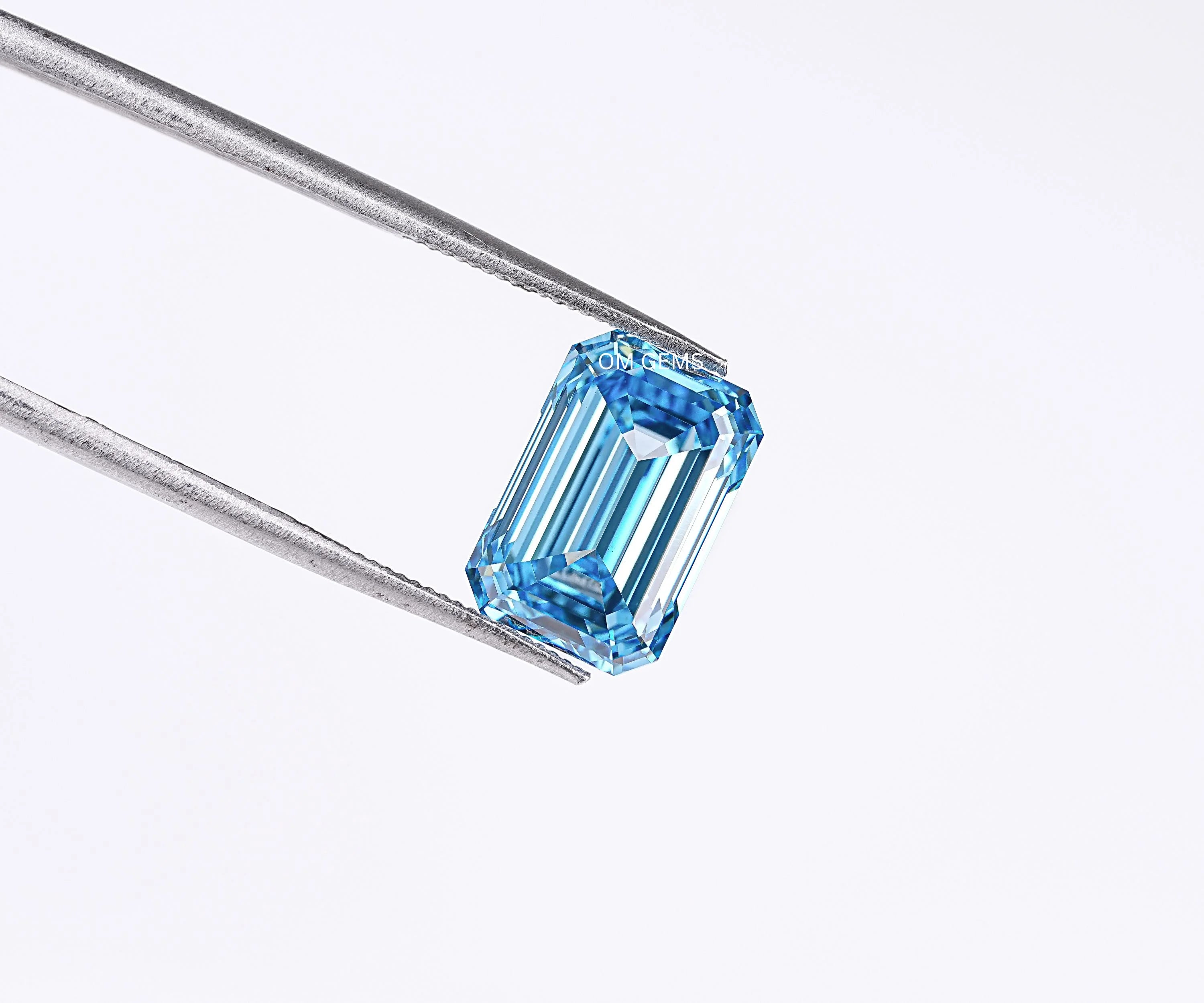 Blue Emerald Shaped Lab Grown Diamond