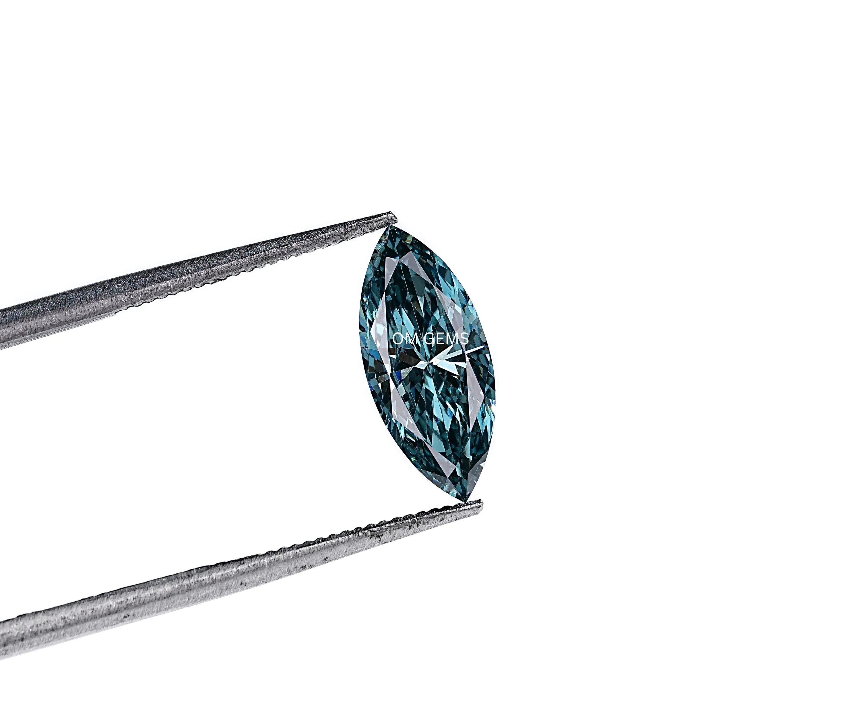 Blue Marquise Cut Lab Grown Diamond