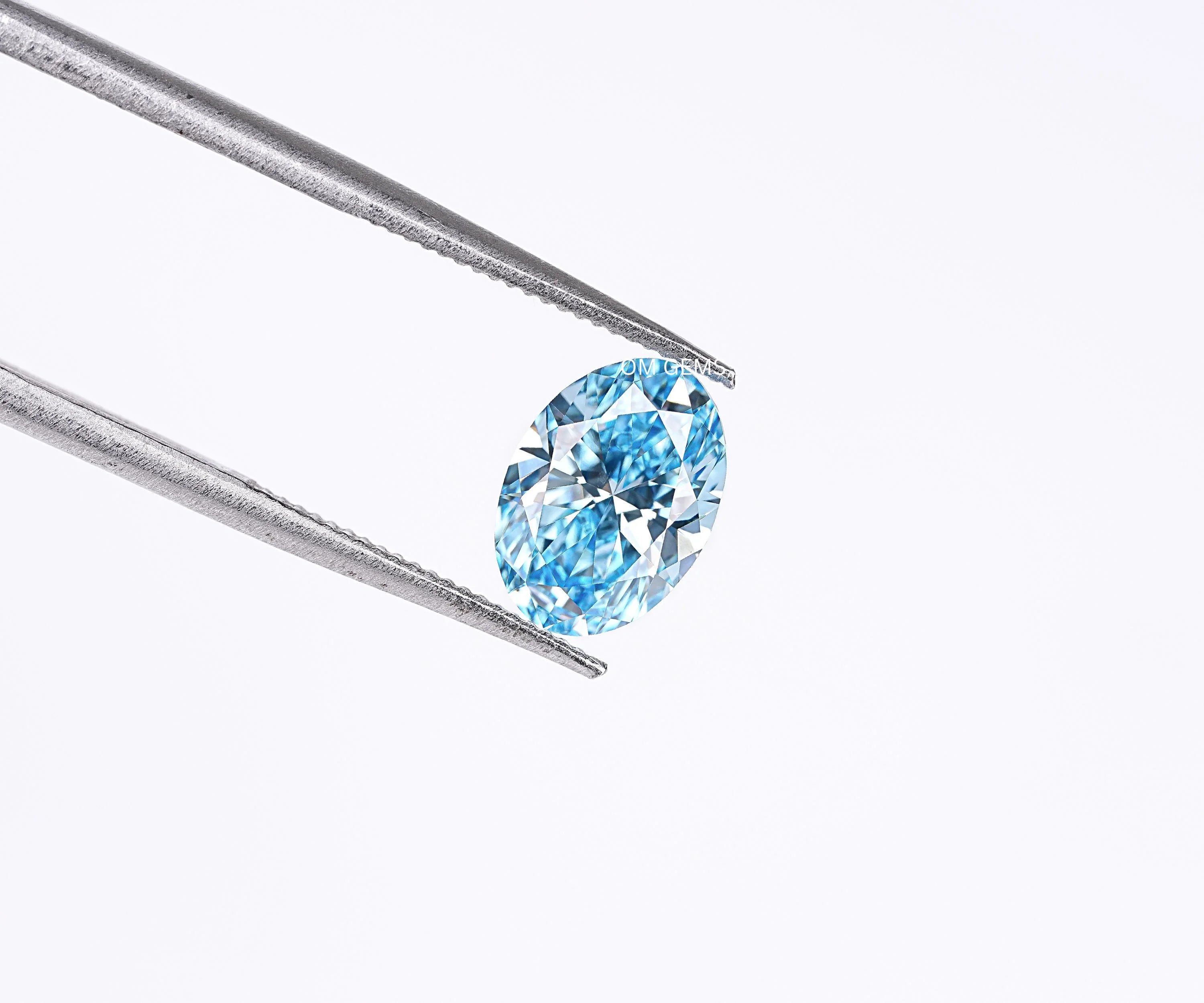 Blue Oval Cut Lab Grown Loose Diamond