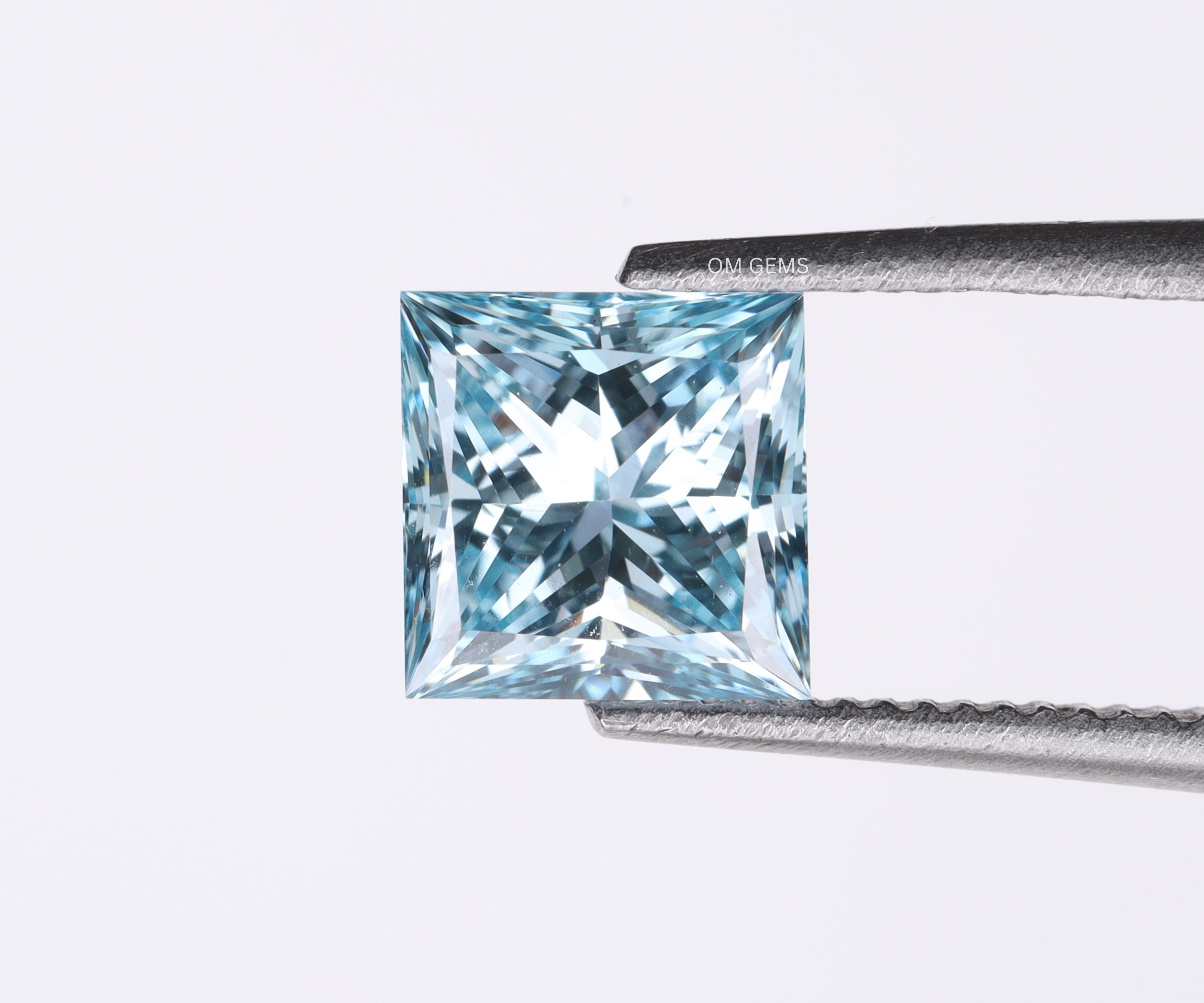 1.01 CT Blue Princess Cut Lab Grown Diamond With VVS Clarity