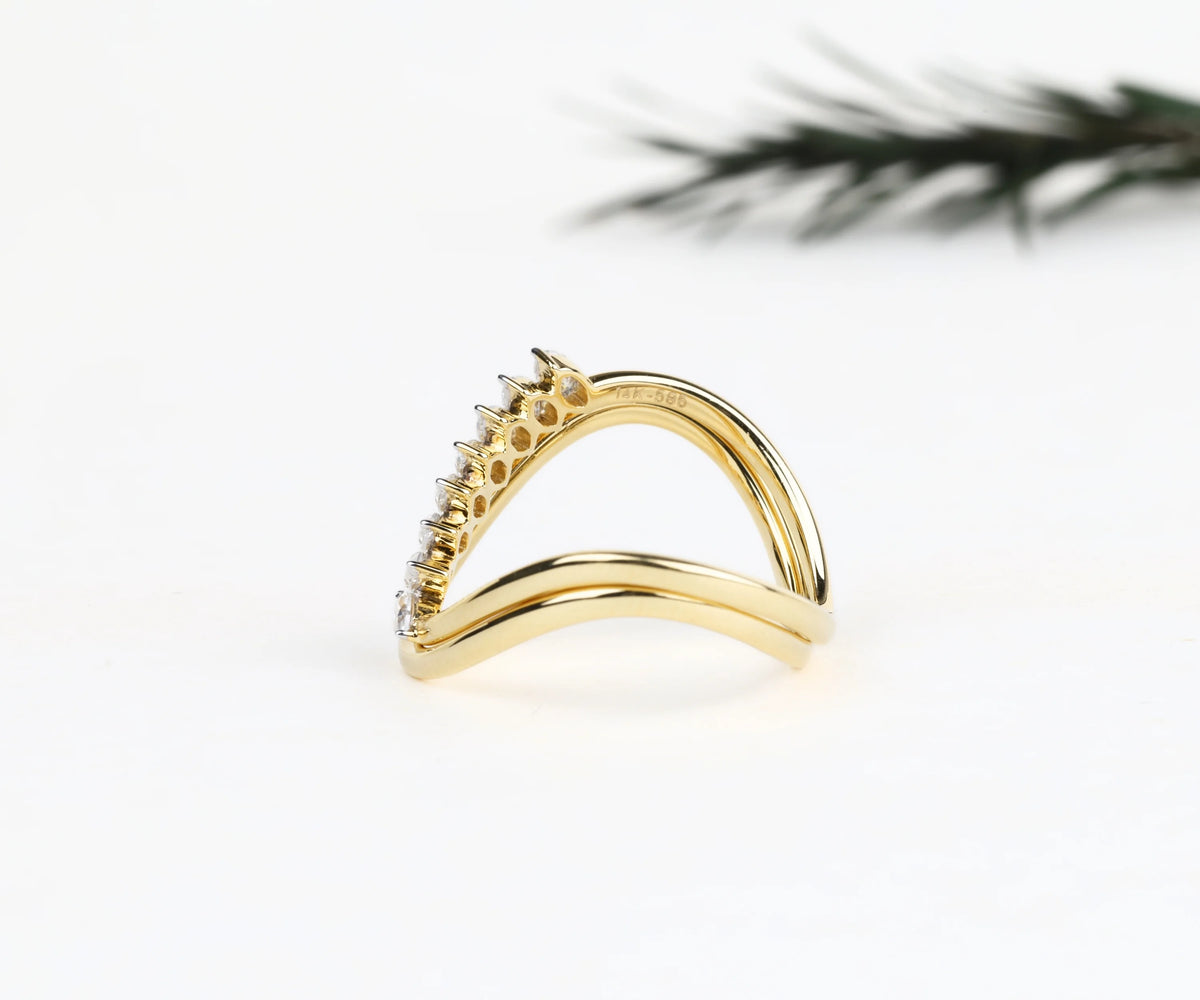 Bridal Set Pavé Marquise Shape Lab Grown Diamond Stackable Ring