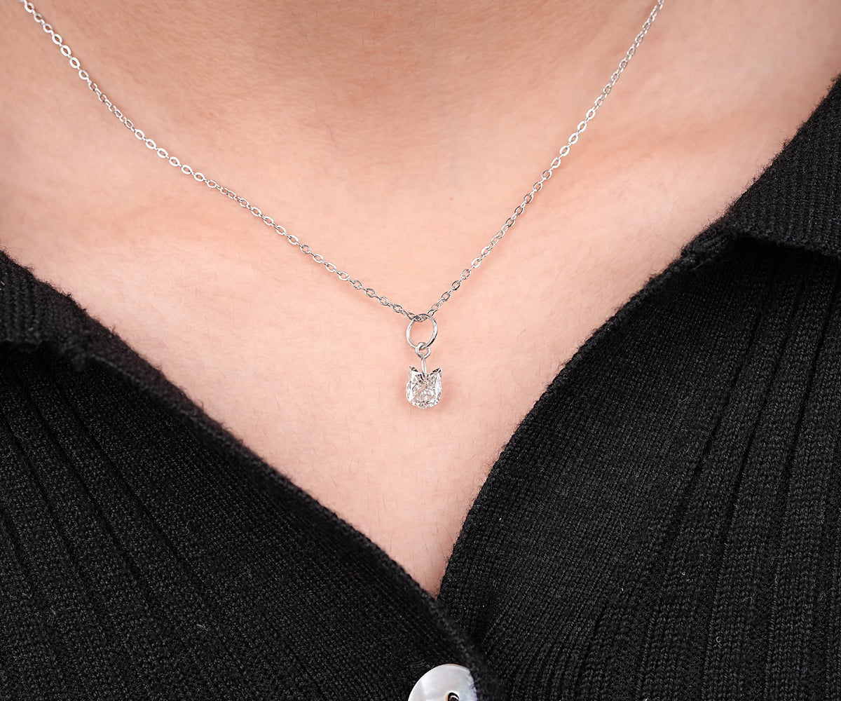 Cat Face Cut Lab Grown Diamond Drop Pendant