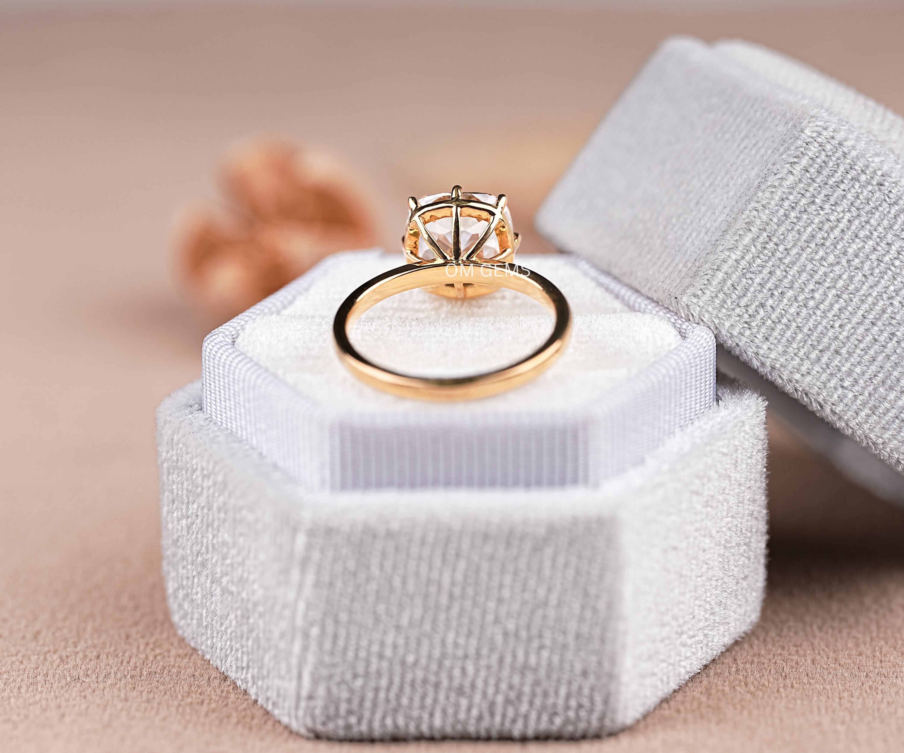 Champagne Cushion Cut Lab Grown Diamond Ring