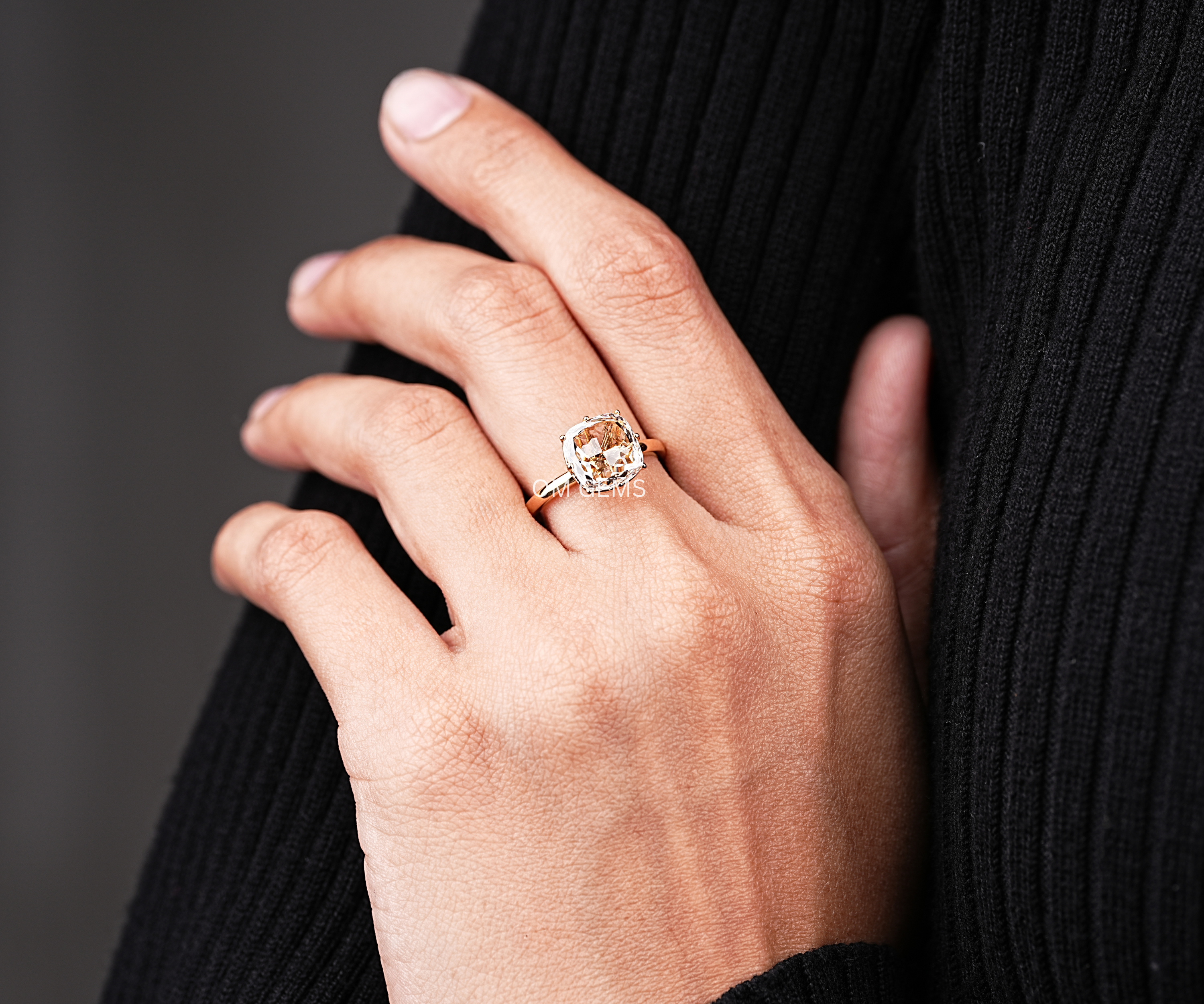 Champagne Cushion Cut Lab Grown Diamond Engagement Ring