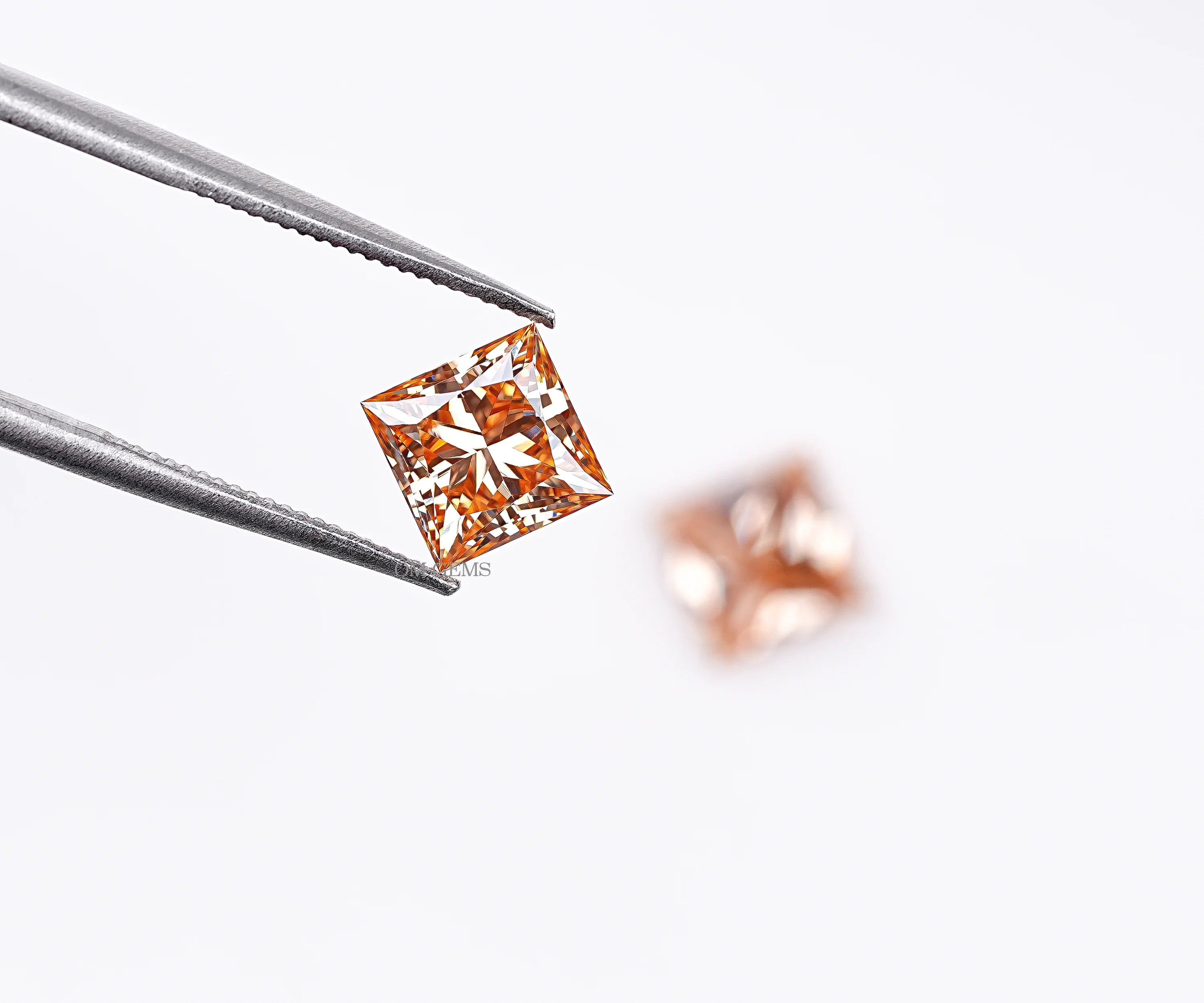 Champagne Princess Cut Lab Loose Diamond Matching Pair