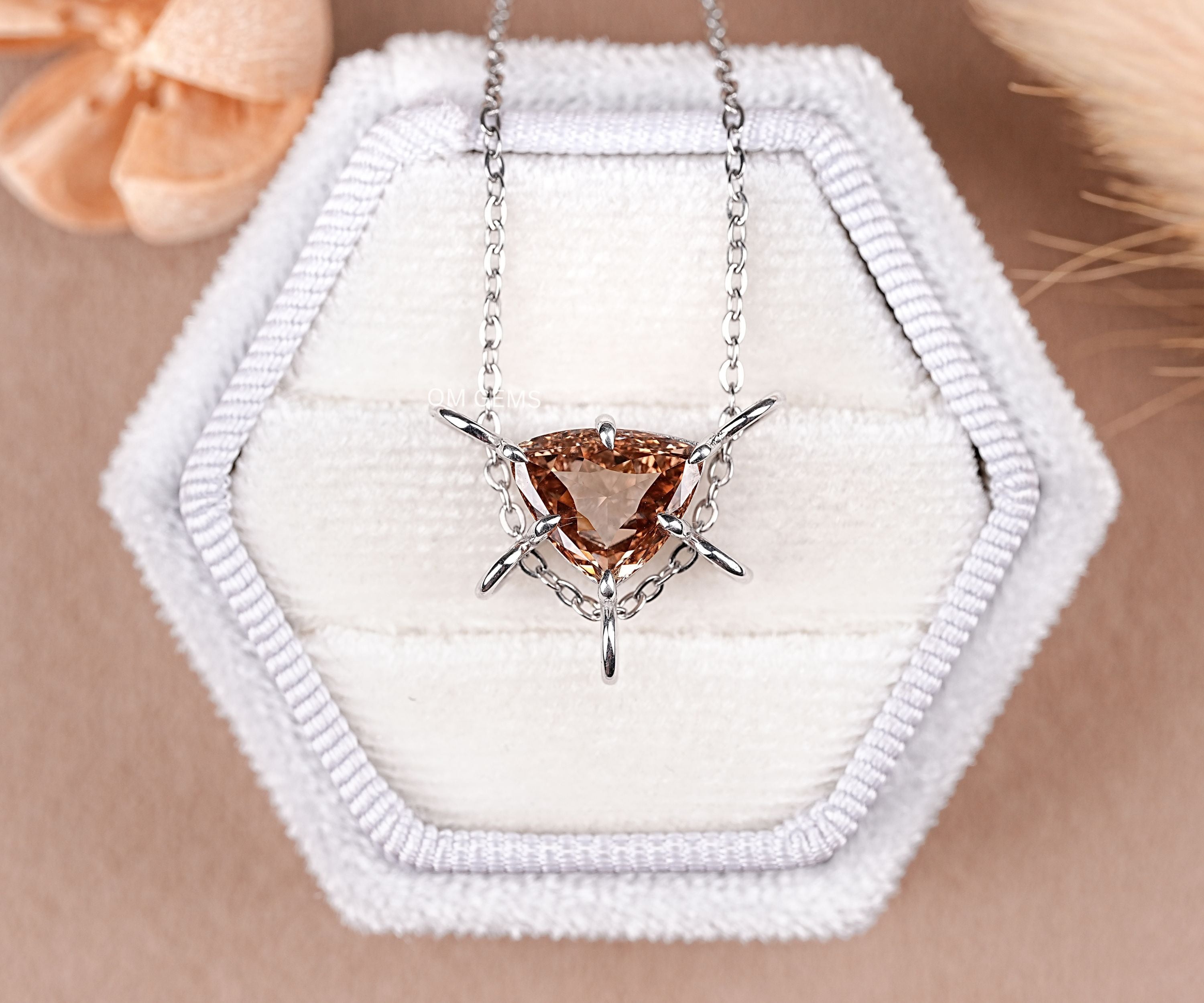 Champagne Trillion Cut Lab Grown Diamond Necklace