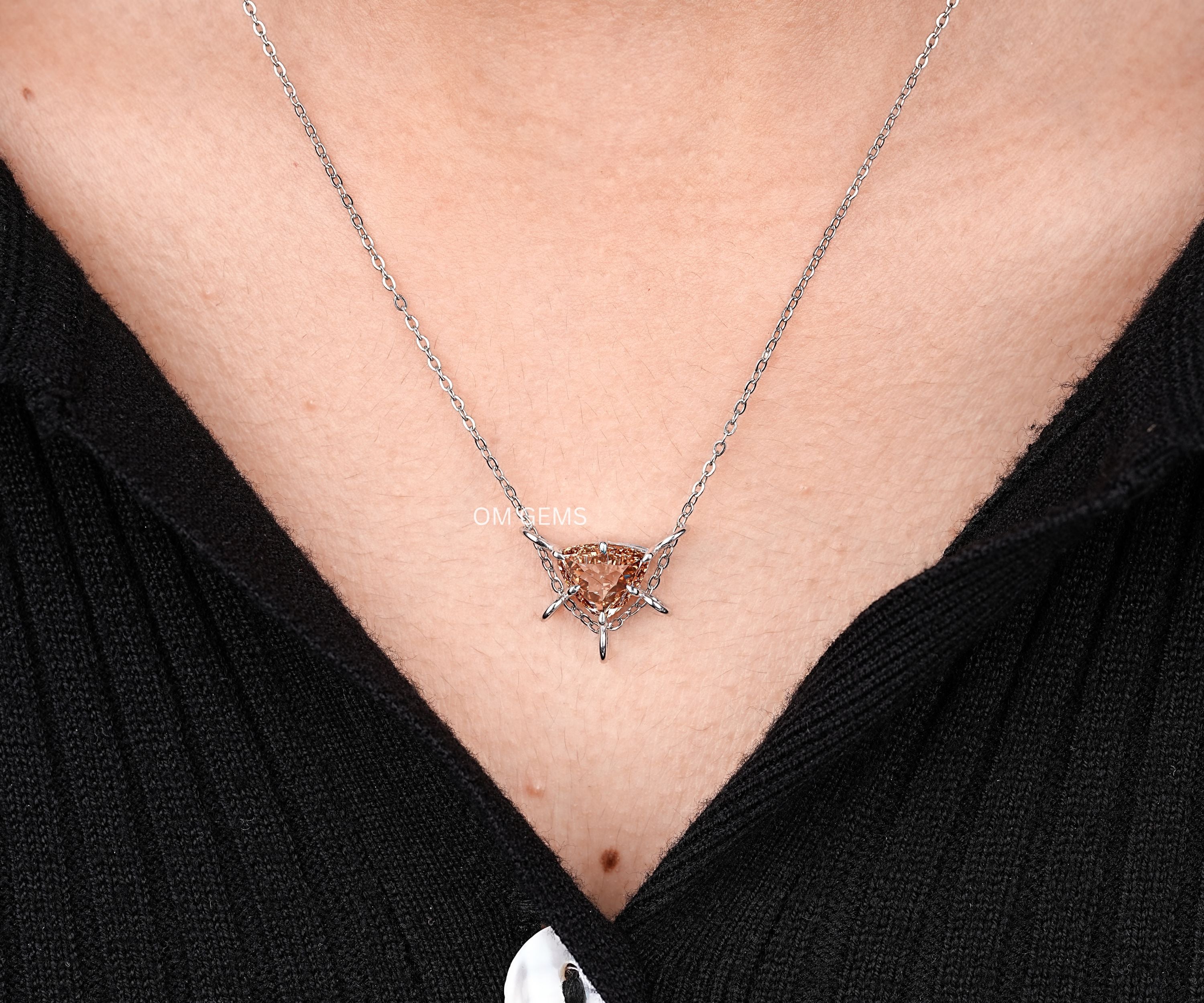 Champagne Trillion Cut Lab Grown Diamond Pendant