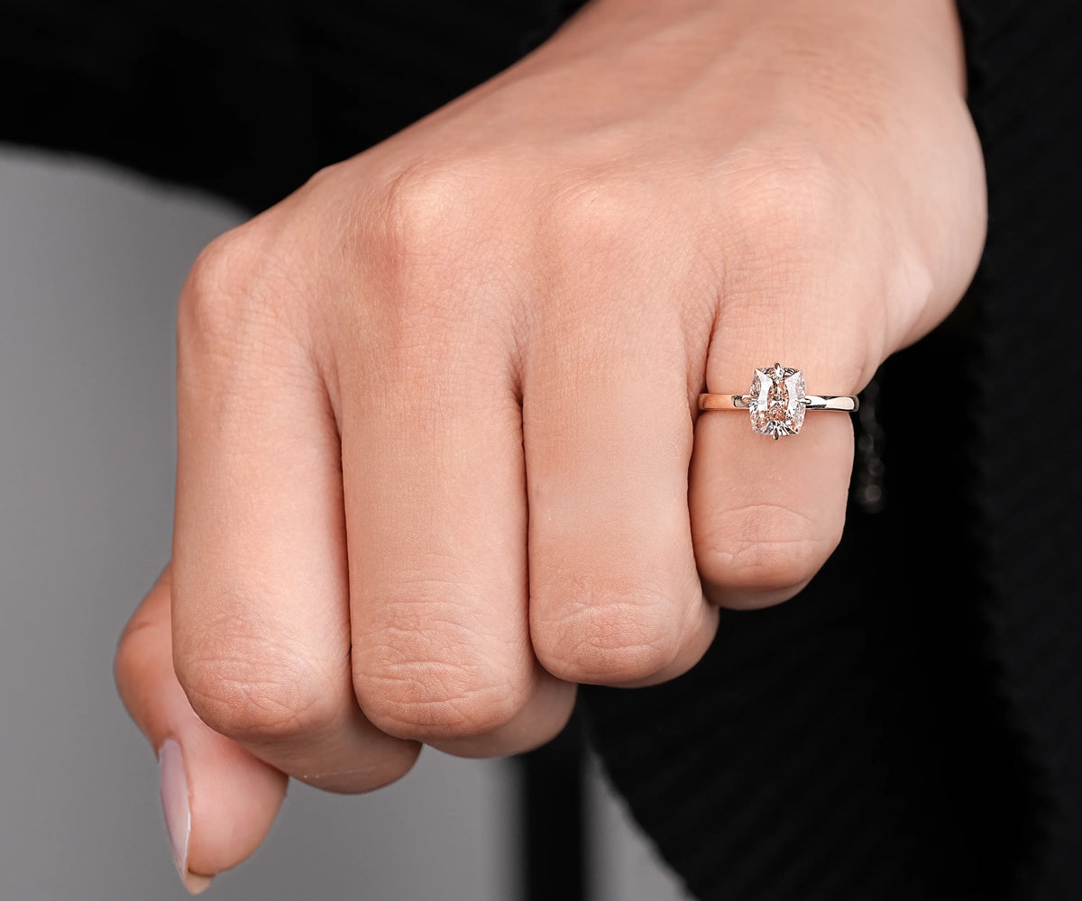 Solitaire Fancy Champagne Cushion Shape Lab Diamond Engagement Ring
