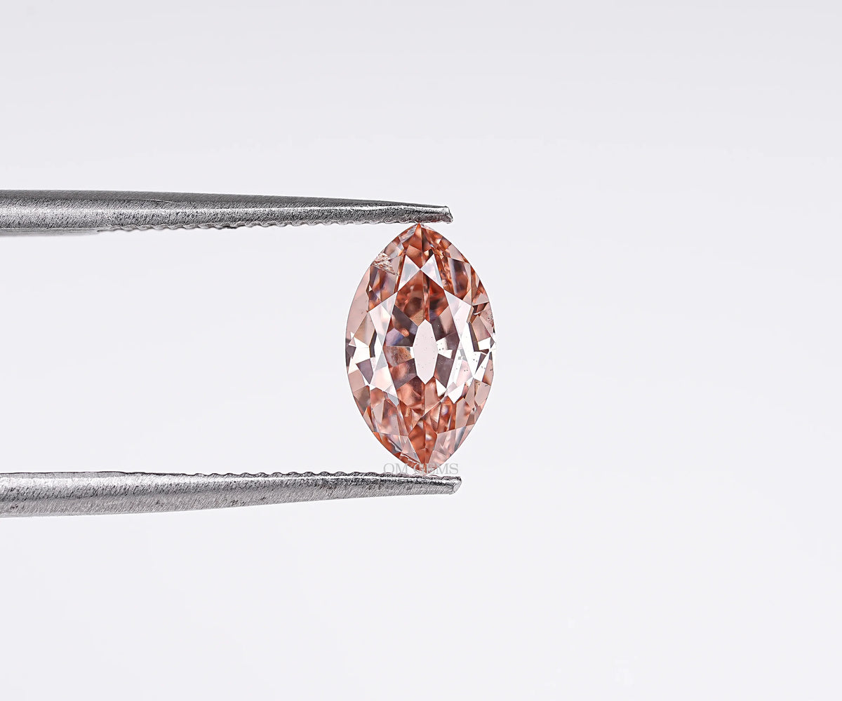 0.87 Carat Fancy Champagne Marquise Old Mine Cut Lab Grown Diamond