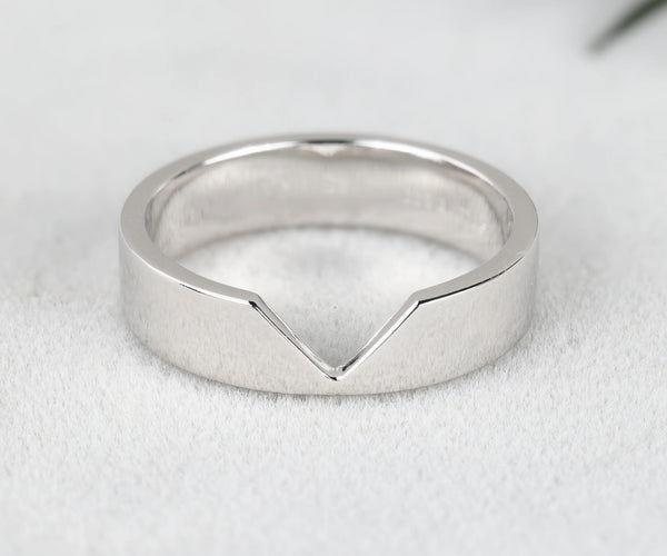 Chevron Cigar Style Wide Arch Wedding Band