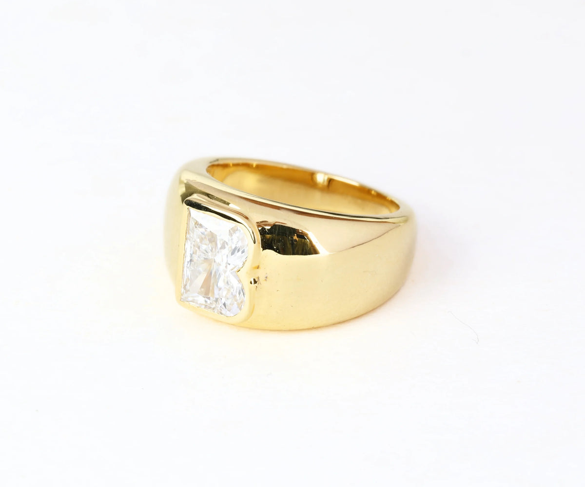 Chunky Signet B-Shaped Lab Grown Diamond Anniversary Ring