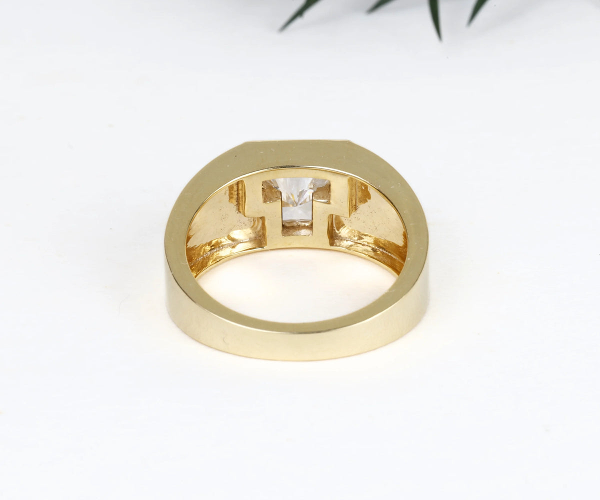 Chunky Signet T-Shaped Lab Grown Diamond Anniversary Ring