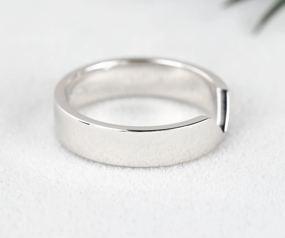 Chevron Cigar Style Wide Arch Wedding Band