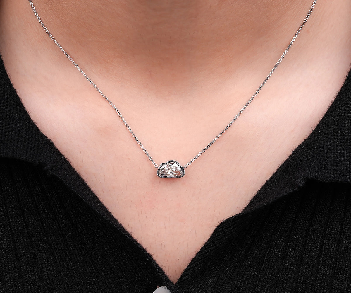 Bezel Cloud Shape Lab Grown Diamond Daily Wear Pendant