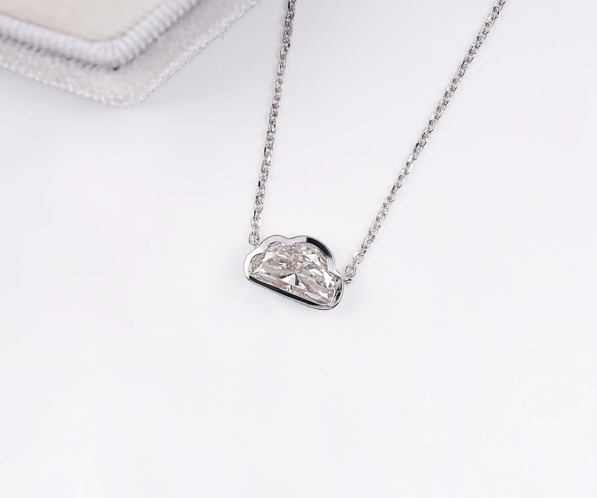 Bezel Cloud Shape Lab Grown Diamond Daily Wear Pendant