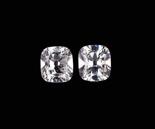 8.08 Carat Cushion Old Mine Cut Lab Created Matched Diamond Pair