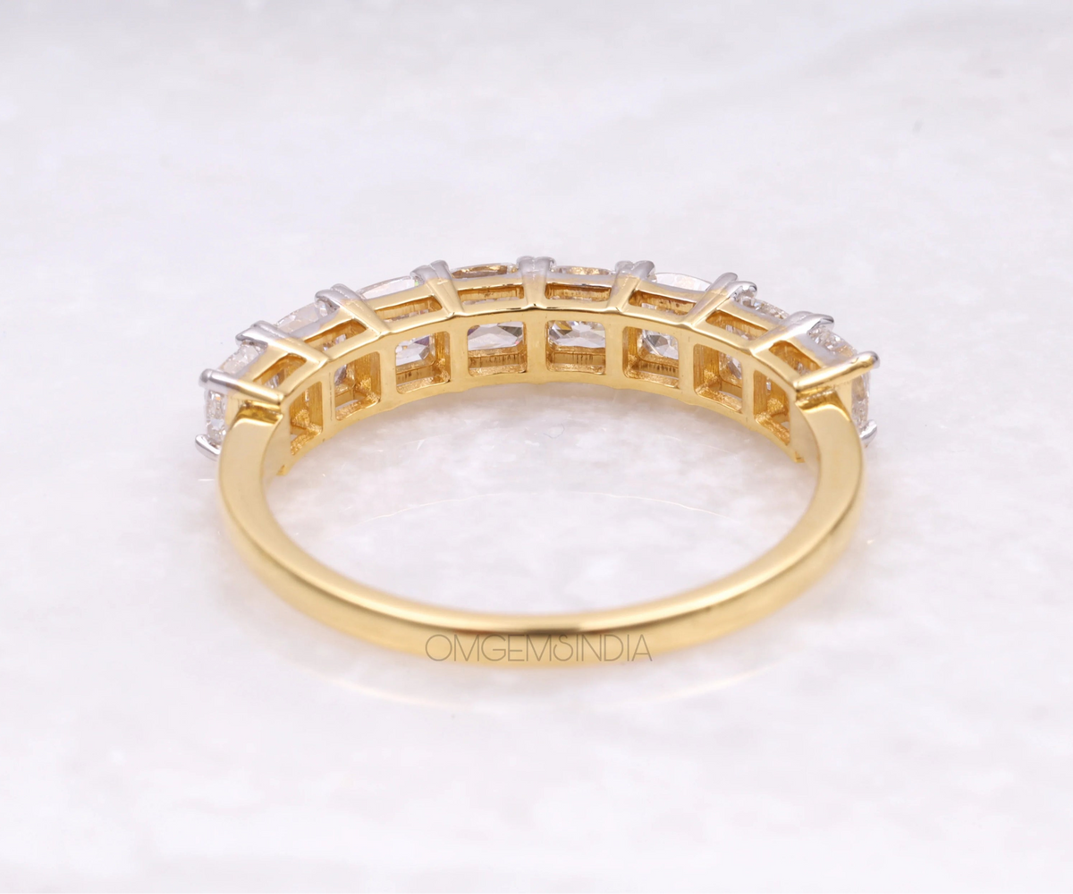 Half Eternity Cushion Shape Lab Diamond Wedding Band