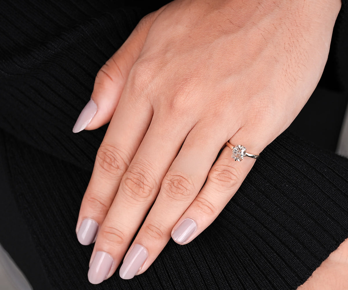 Solitaire Fancy Champagne Cushion Shape Lab Diamond Engagement Ring
