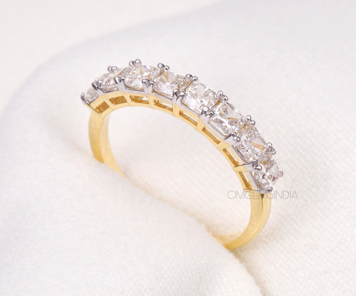 Half Eternity Cushion Shape Lab Diamond Wedding Band