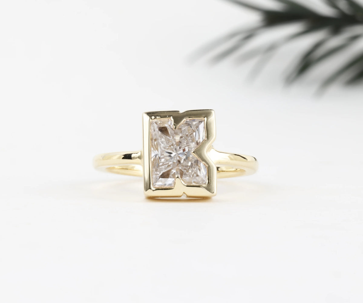 Custom K-Shaped Lab Grown Diamond Stackable Ring