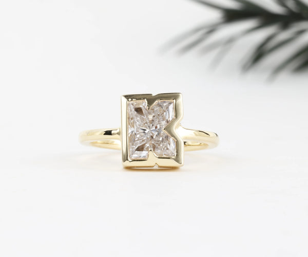 Custom K-Shaped Lab Grown Diamond Stackable Ring