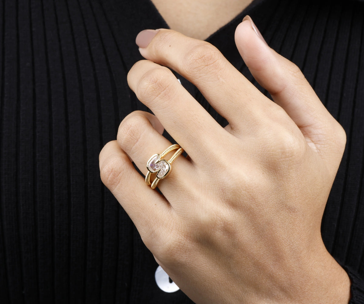 Custom S-Shaped Lab Grown Diamond Stackable Ring