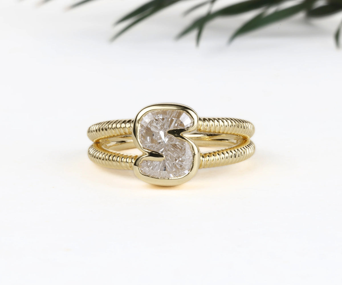 Custom S-Shaped Lab Grown Diamond Stackable Ring