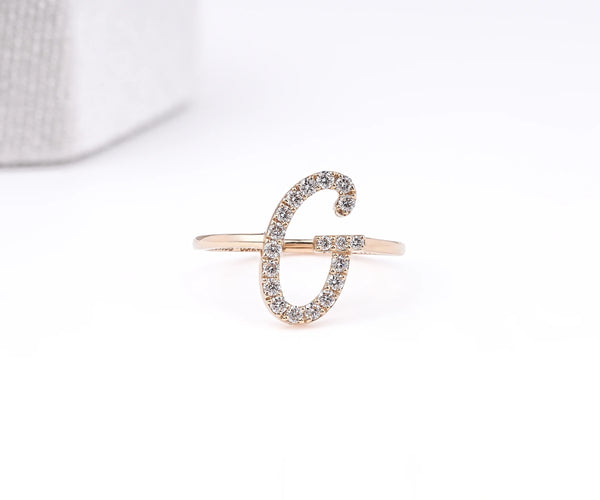 Custom Pavé G-Shaped Lab Grown Diamond Anniversary Ring