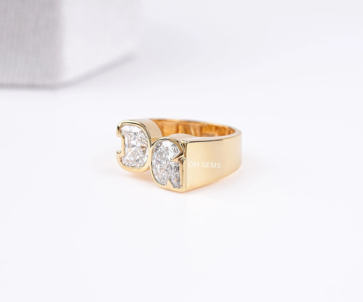 Fancy Alphabet Cut Initial Diamond Two Letter Ring