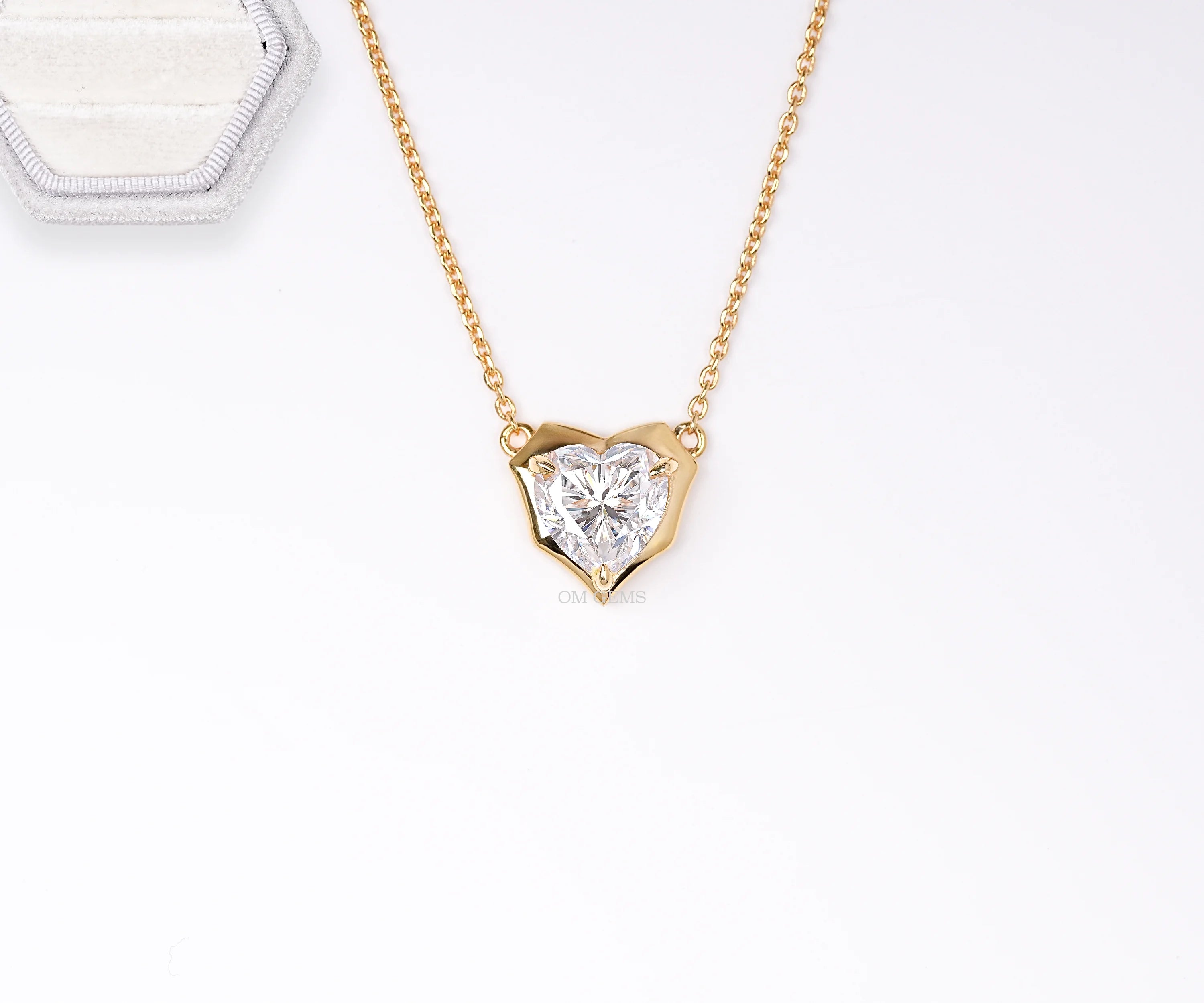 Heart Shape Lab Bezel With Claw Prong Set Diamond Pendant