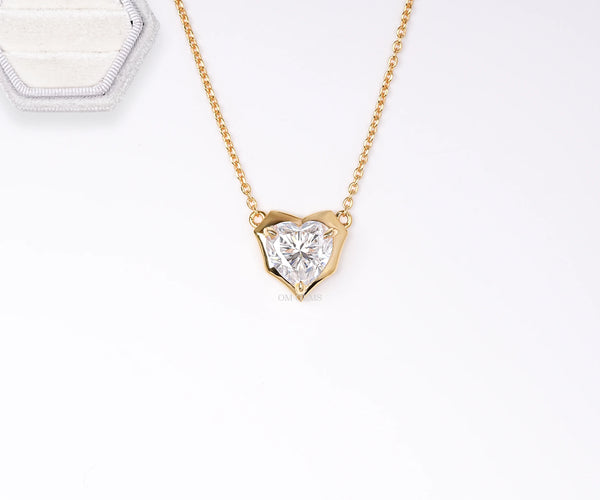 Solitaire Bezel Heart Shape Lab Diamond Anniversary Pendant