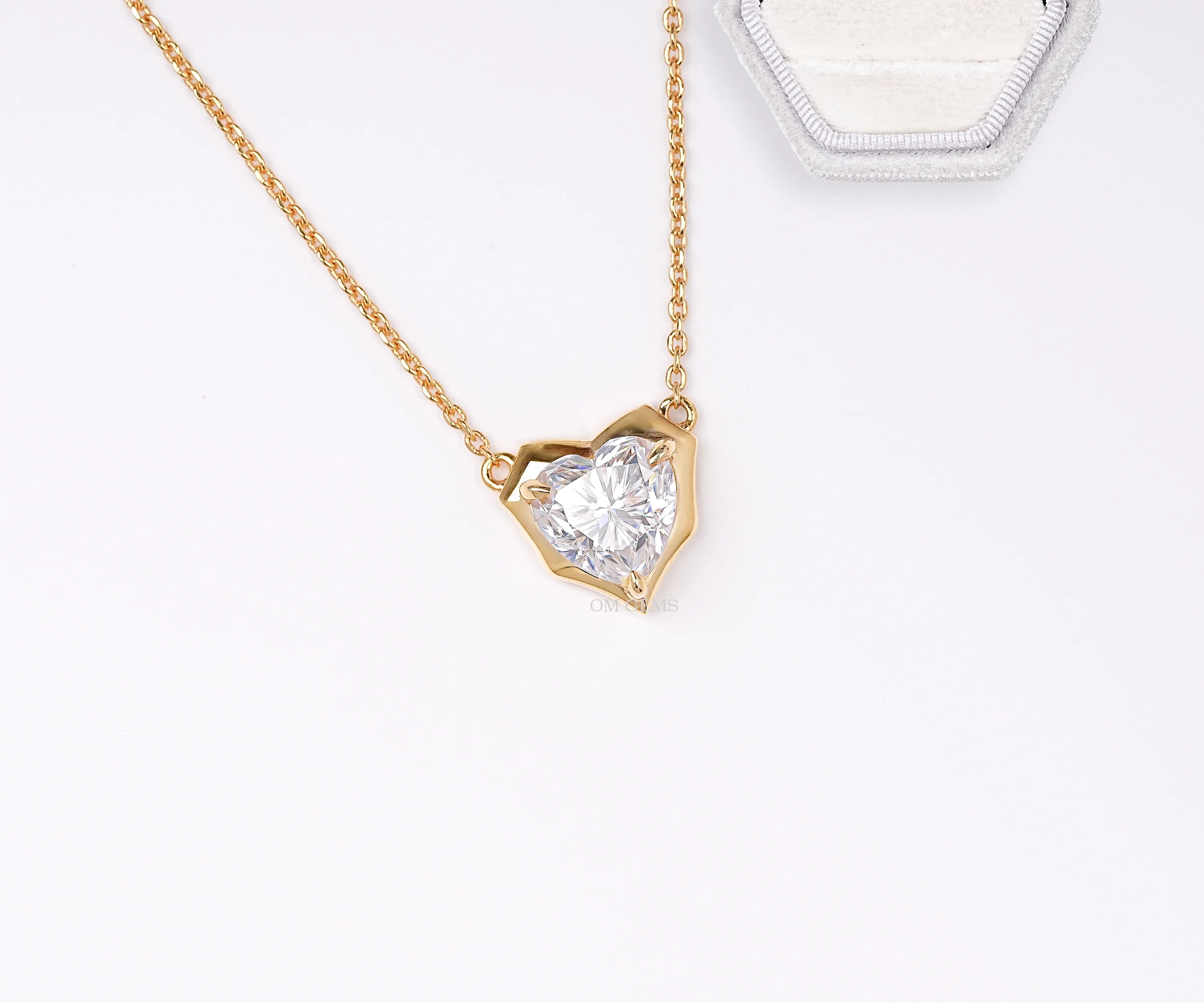 Heart Shape Lab Bezel With Claw Prong Set Diamond Pendant