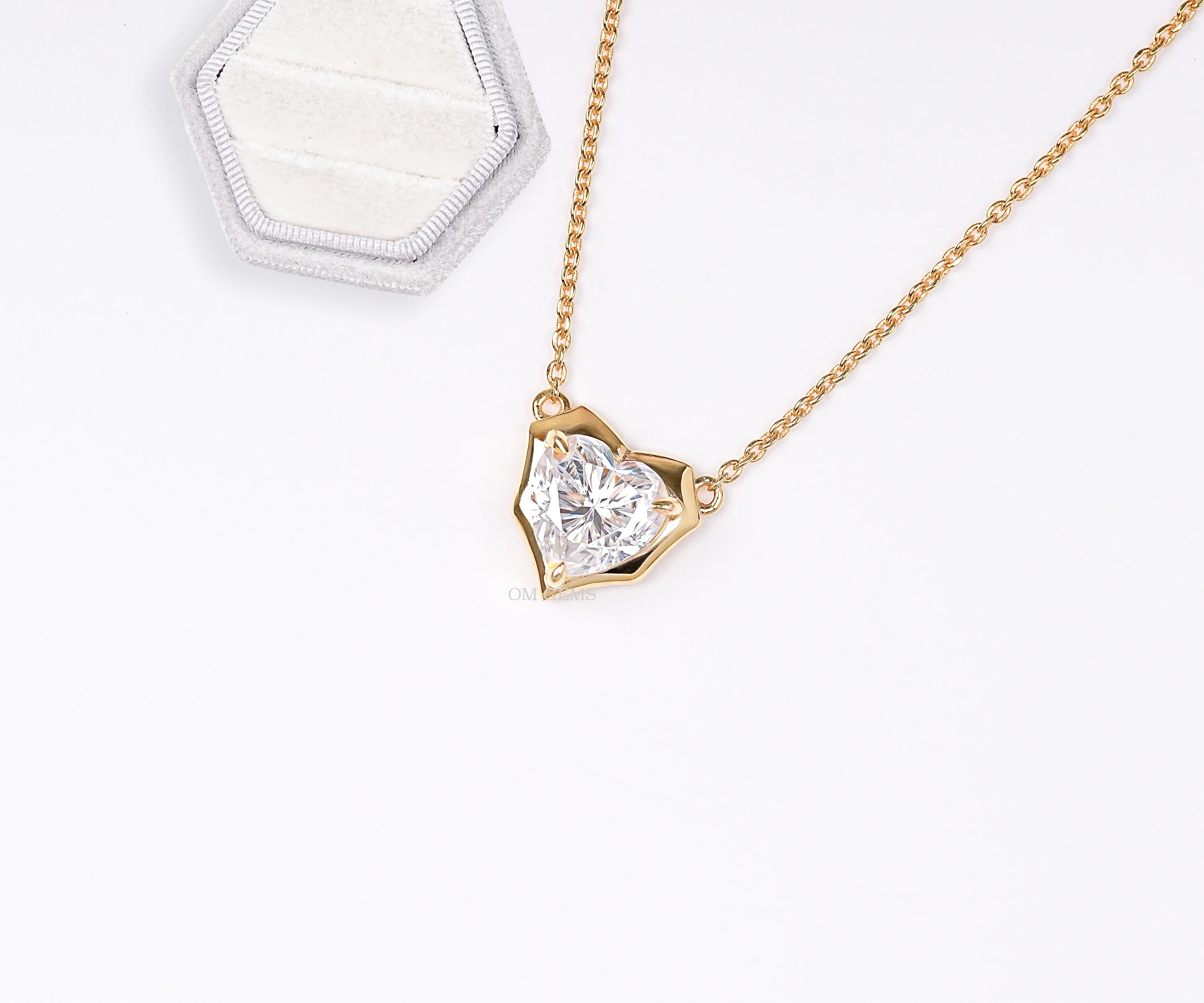 Heart Shape Lab Bezel With Claw Prong Set Diamond Pendant