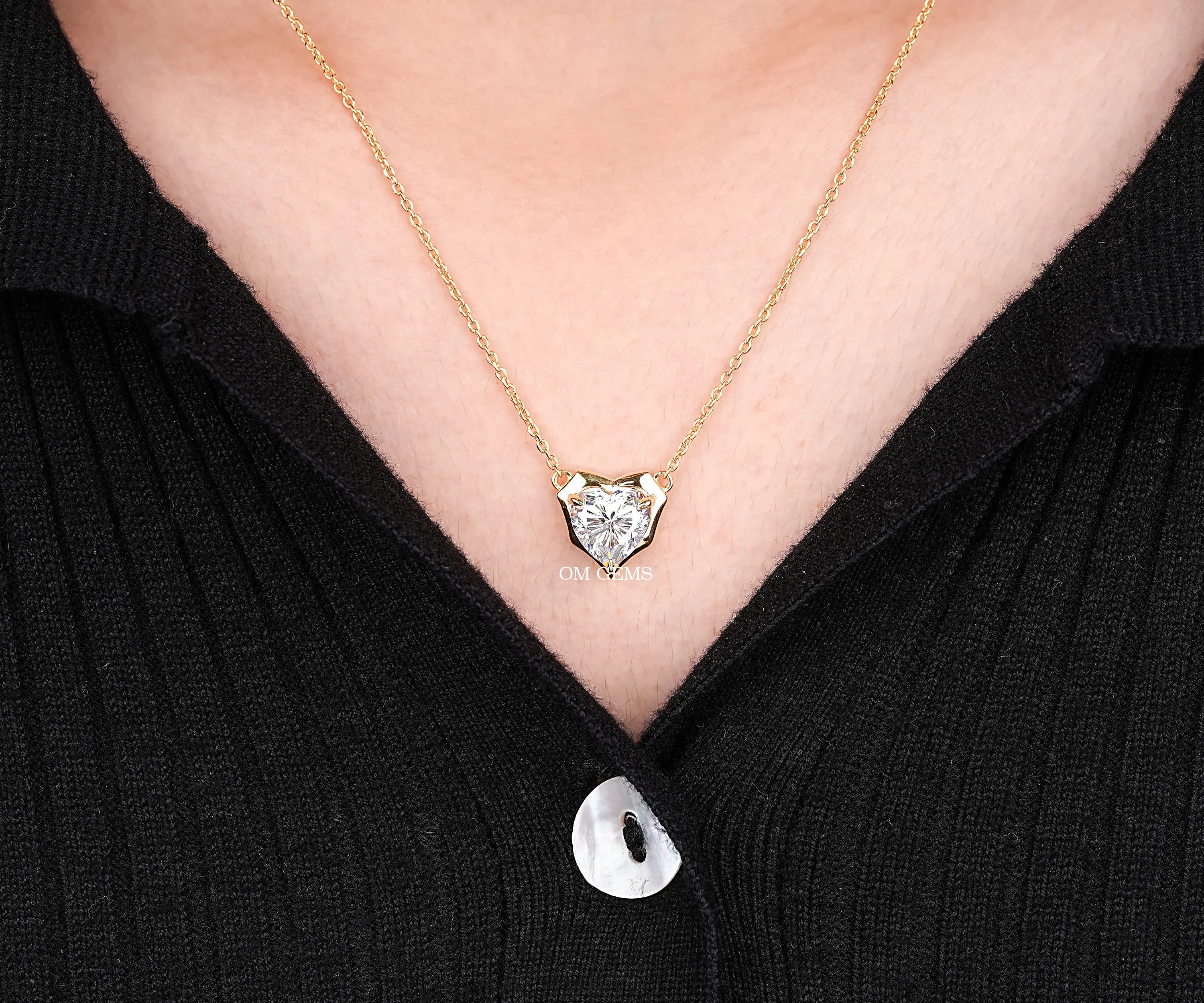 Heart Shape Lab Bezel With Claw Prong Set Diamond Pendant